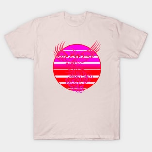 Arising Anew Phoenix and Retro Sunrise Vector Art Pink Red T-Shirt